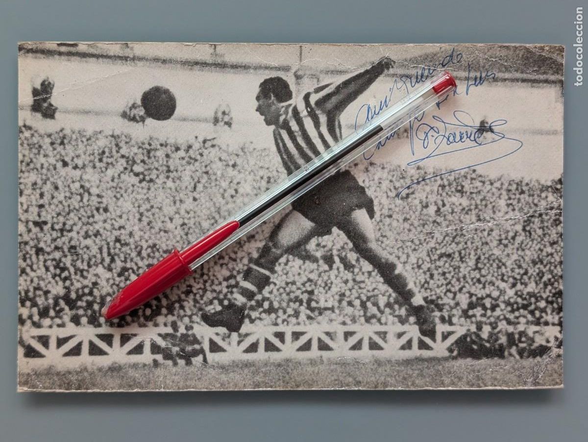 Coleccionismo deportivo: FOTOGRAFIA HISTORICA AUTOGRAFIADA POR TELMO ZARRA TOP STAR FOOTBALL FUTBOL ATHLETIC BILBAO VIZCAYA