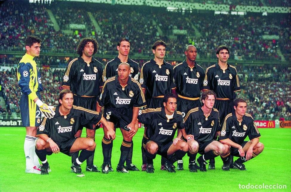 Coleccionismo deportivo: R. MADRID. ALINEACI&Oacute;N GANADOR CHAMPIONS 1999-2000 EN VS EL VALENCIA. FOTO