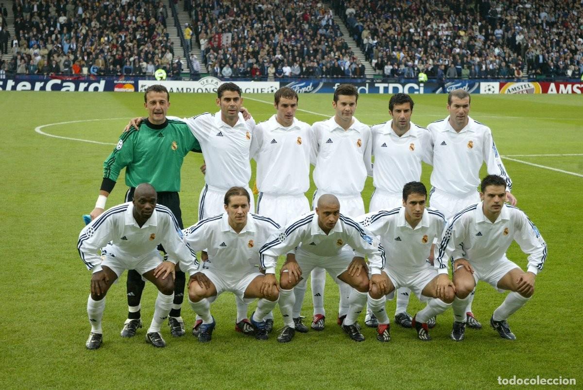 Coleccionismo deportivo: R. MADRID. ALINEACI&Oacute;N GANADOR CHAMPIONS 2001-2002 EN GLASGOW VS BAYER LEVERKUSEN. FOTO
