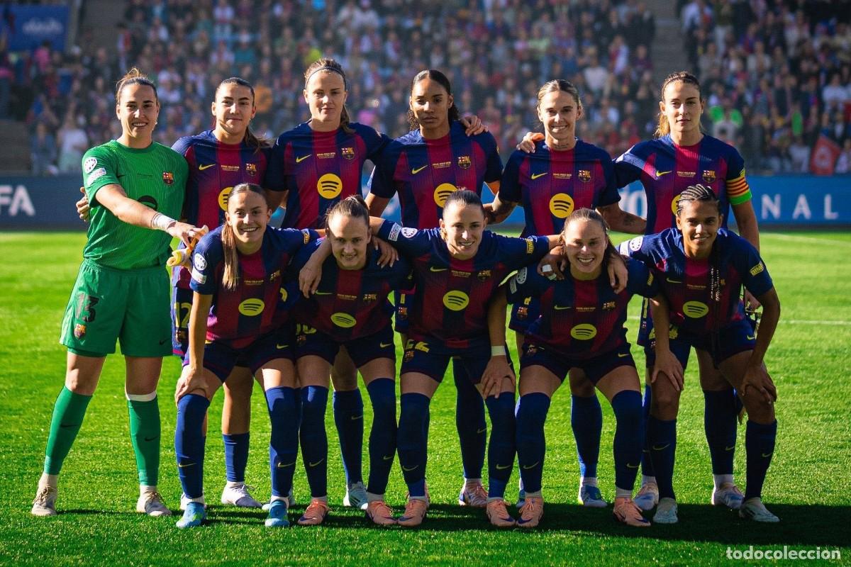Coleccionismo deportivo: F.C. BARCELONA FEMENINO. ALINEACI&Oacute;N GANADOR CHAMPIONS 2025-2026 EN VS O. LYON. FOTO
