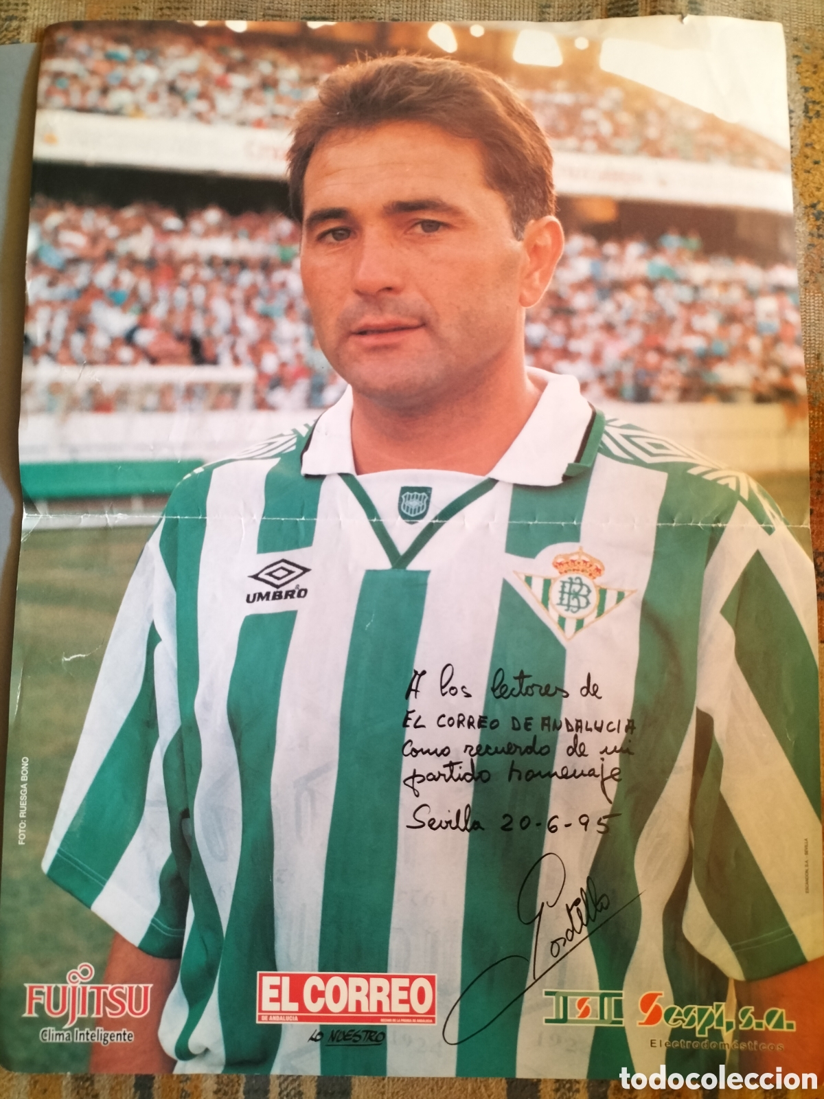 Coleccionismo deportivo: Foto/P&oacute;ster de Gordillo en el d&iacute;a de su Homenaje.