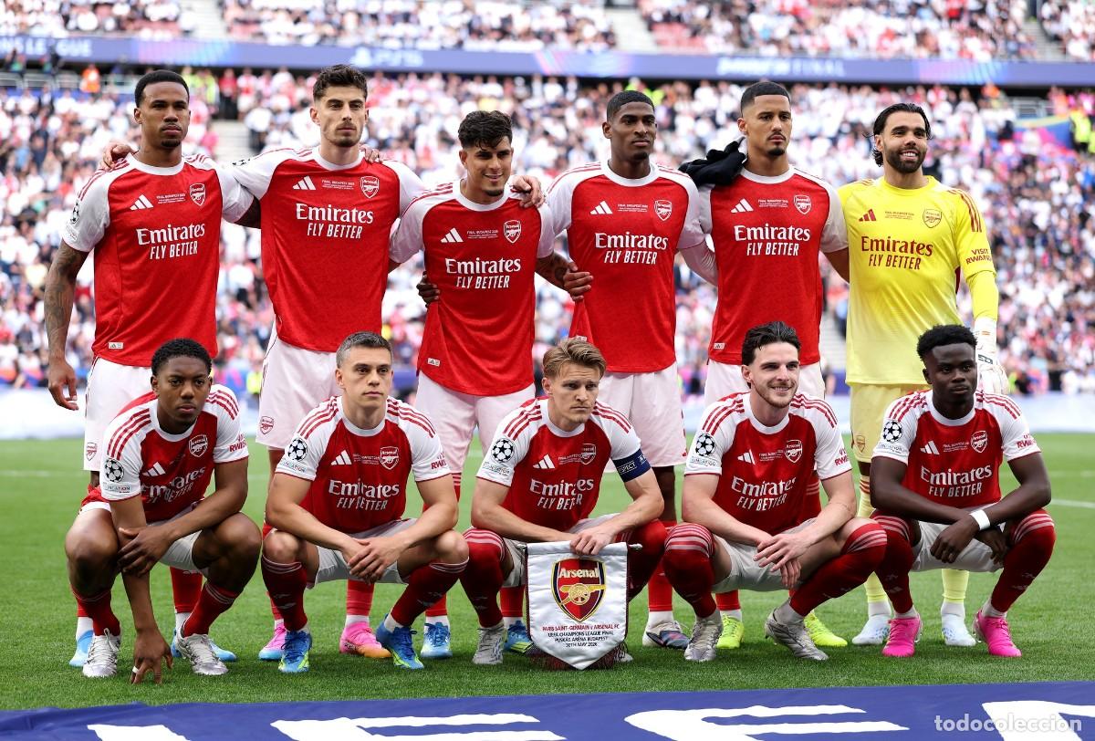 Coleccionismo deportivo: ARSENAL F.C. ALINEACI&Oacute;N FINALISTA CHAMPIONS 2025-2026 EN BUDAPEST VS PAR&Iacute;S S.G. FOTO