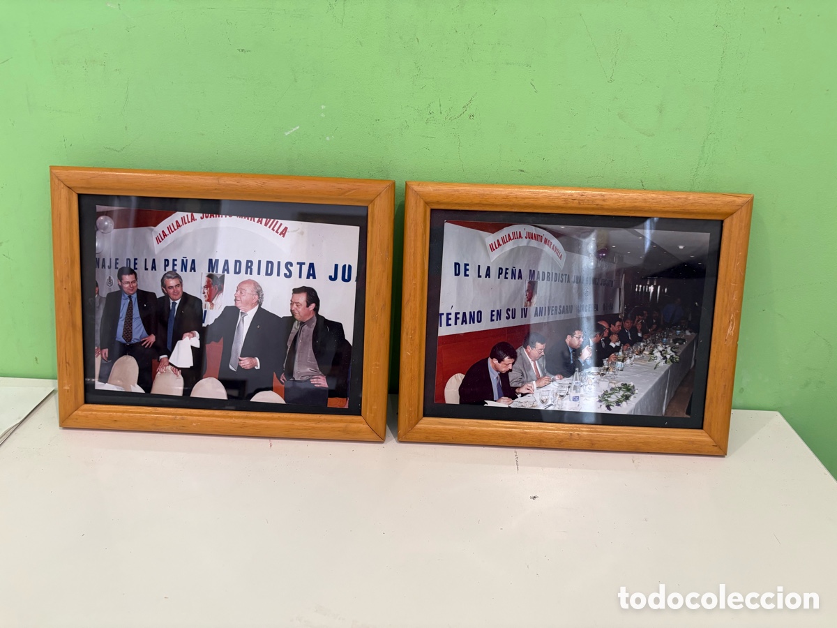 Coleccionismo deportivo: Lote de 2 fotograf&iacute;as enmarcadas Real Madrid &ndash; Alfredo Di St&eacute;fano y Lorenzo Sanz