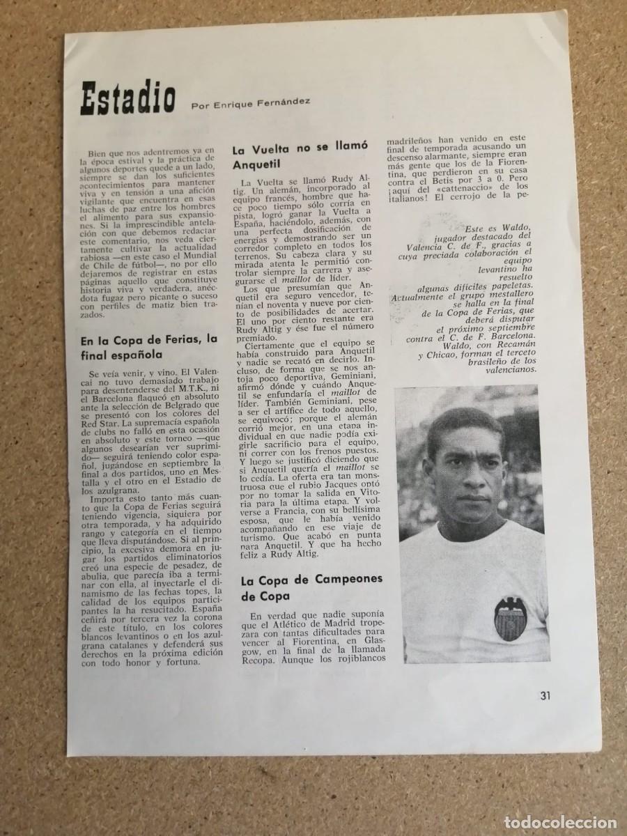 Coleccionismo deportivo: REPORTAJE. ESTADIO. MANOLO SANTANA - EUSEBIO - ANQUETIL - WALDO -...