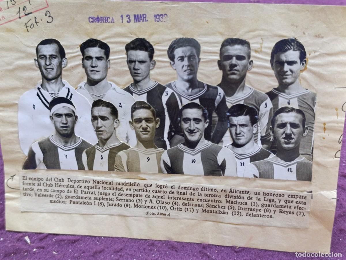 Sports collectibles: 1932, Fotomontaje Prensa Original, Club Deportivo Nacional de Madrid, II&ordf; Rep&uacute;blica, sello Cr&oacute;nica