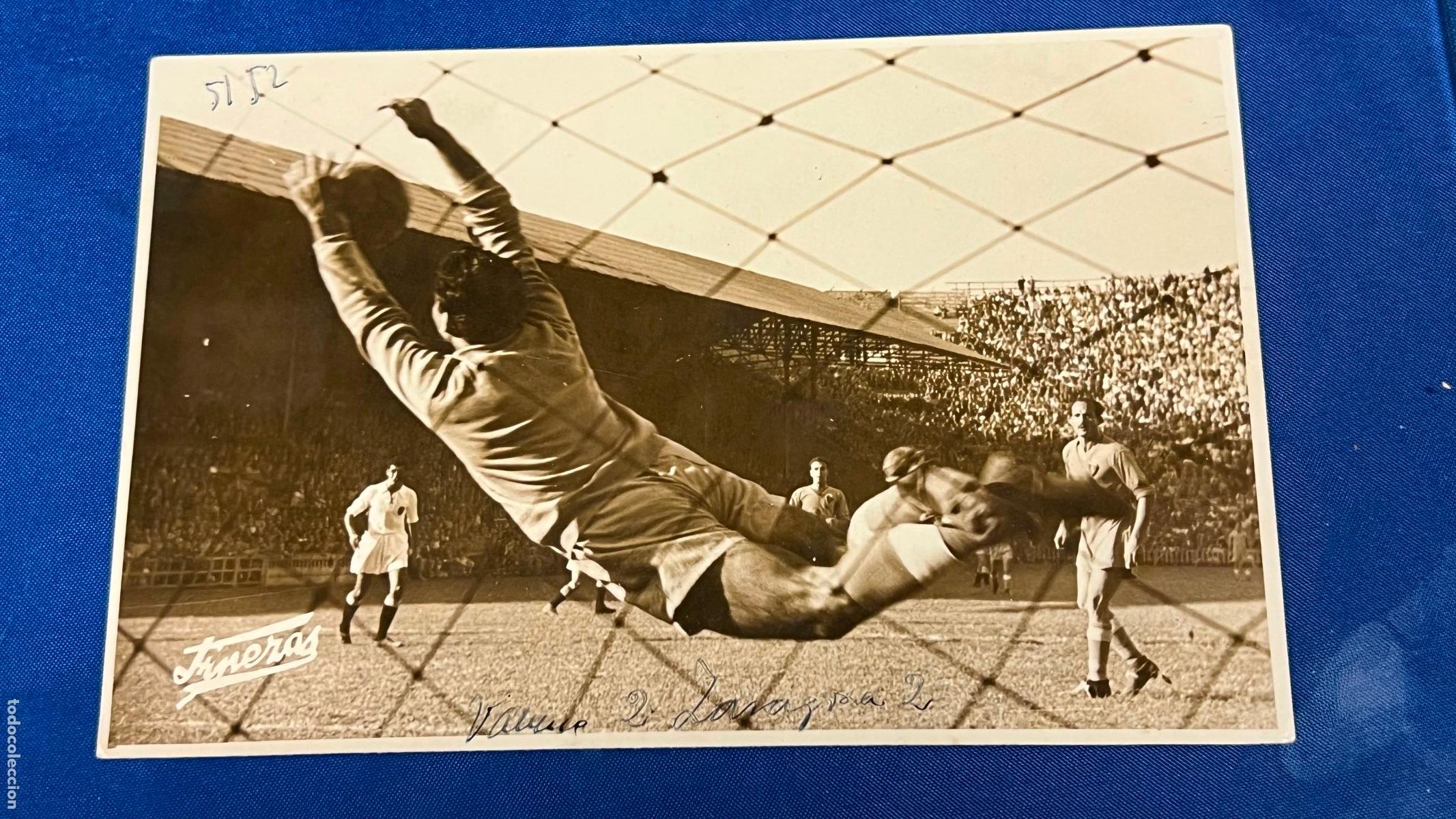 Sammelleidenschaft Sport: Fotografia original Finezas a&ntilde;o 1951 1952 partido futbol Valencia Zaragoza