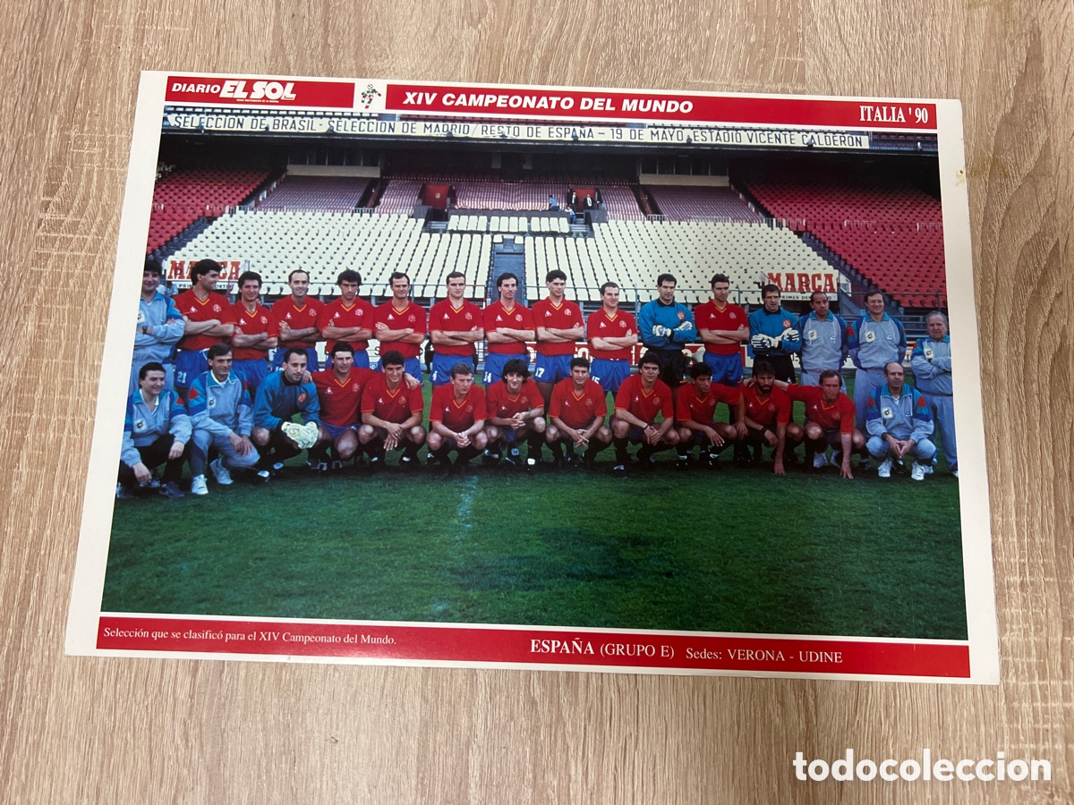 Collectionnisme sportif: 1994 SELECCION ESPA&Ntilde;OLA POSTER MUNDIAL ITALIA 90 DIARIO EL SOL MEDIDAS 27X40 APROX