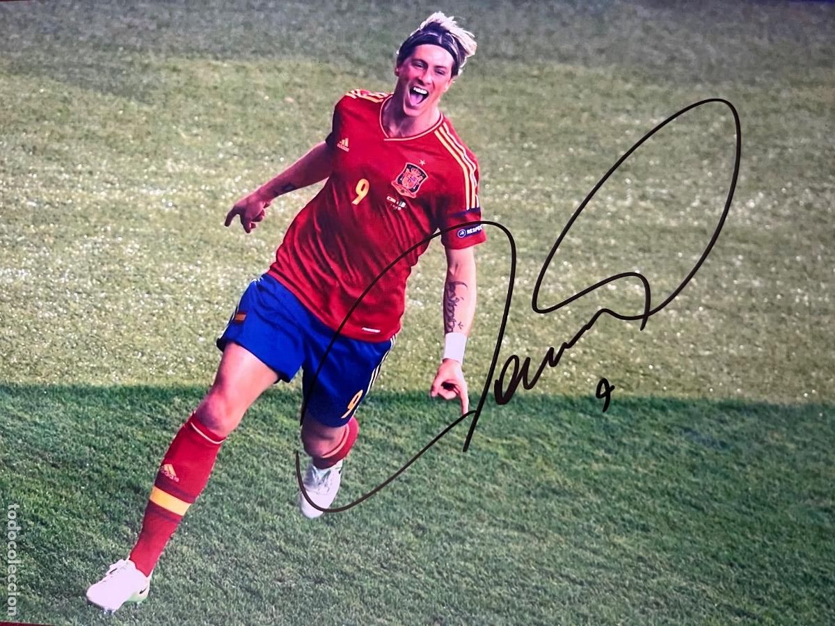 Collectionnisme sportif: FOTOGRAF&Iacute;A DE FERNANDO TORRES FIRMADA SELECCI&Oacute;N ESPA&Ntilde;OLA DE FUTBOL CAMPEON DEL MUNDO.