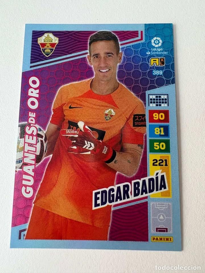 Coleccionismo deportivo: Edgar Bad&iacute;a Elche Guantes de Oro 389 Adrenalyn 2022-23