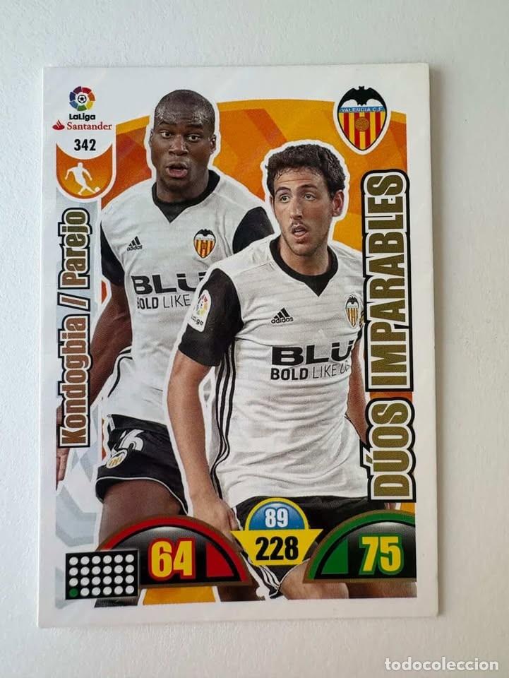Coleccionismo deportivo: Kondogbia/Parejo D&uacute;os Imparables Valencia 342 Adrenalyn 2017-18