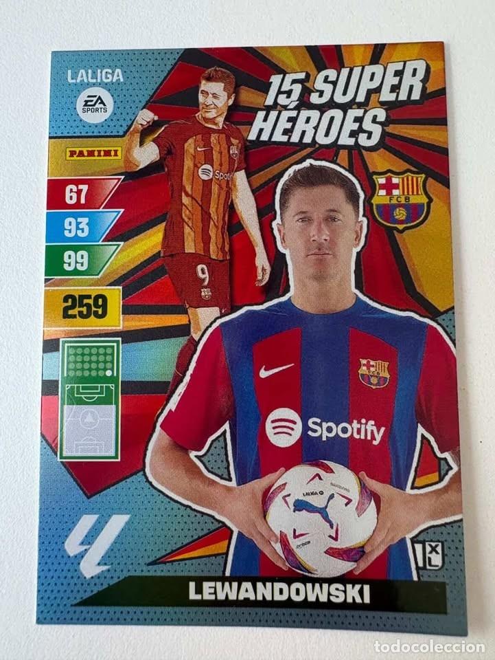 Coleccionismo deportivo: Lewandowski Bar&ccedil;a 15 Super H&eacute;roes Adrenalyn 2023-24