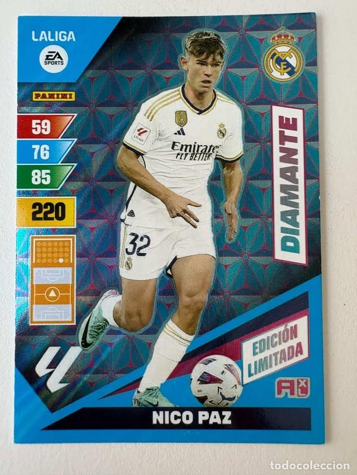 Coleccionismo deportivo: Nico Paz Real Madrid DIamante Edici&oacute;n Limitada Adrenalyn 2023-24
