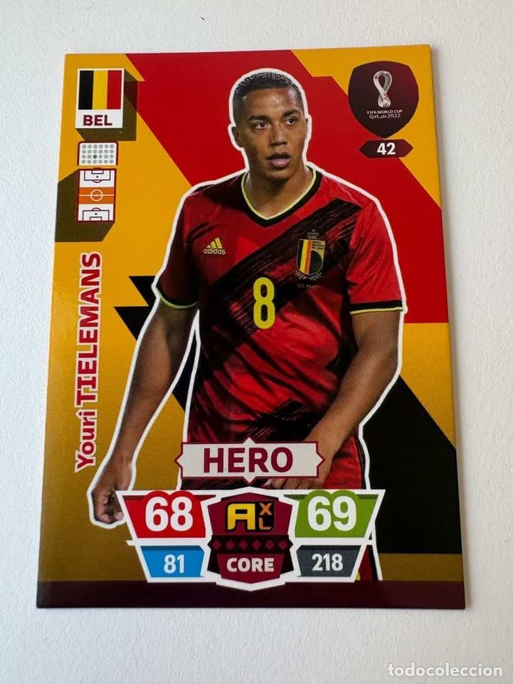 Coleccionismo deportivo: Youri Tielemans B&eacute;lgica Hero 42 Adrenalyn Mundial Qatar 2022