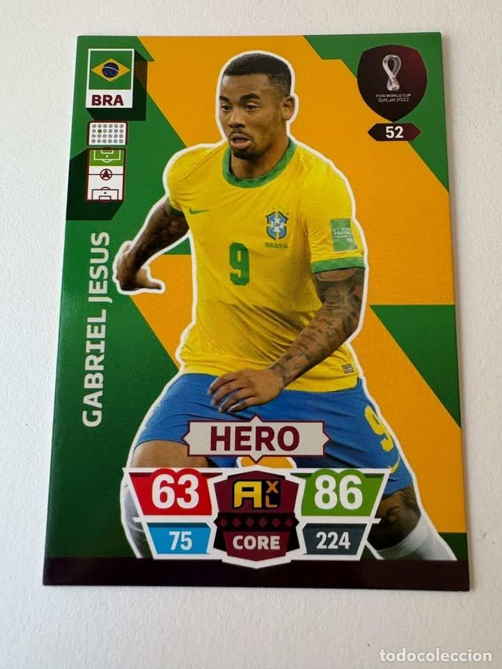 Coleccionismo deportivo: Gabriel Jes&uacute;s Brasil Hero 52 Adrenalyn Mundial Qatar 2022