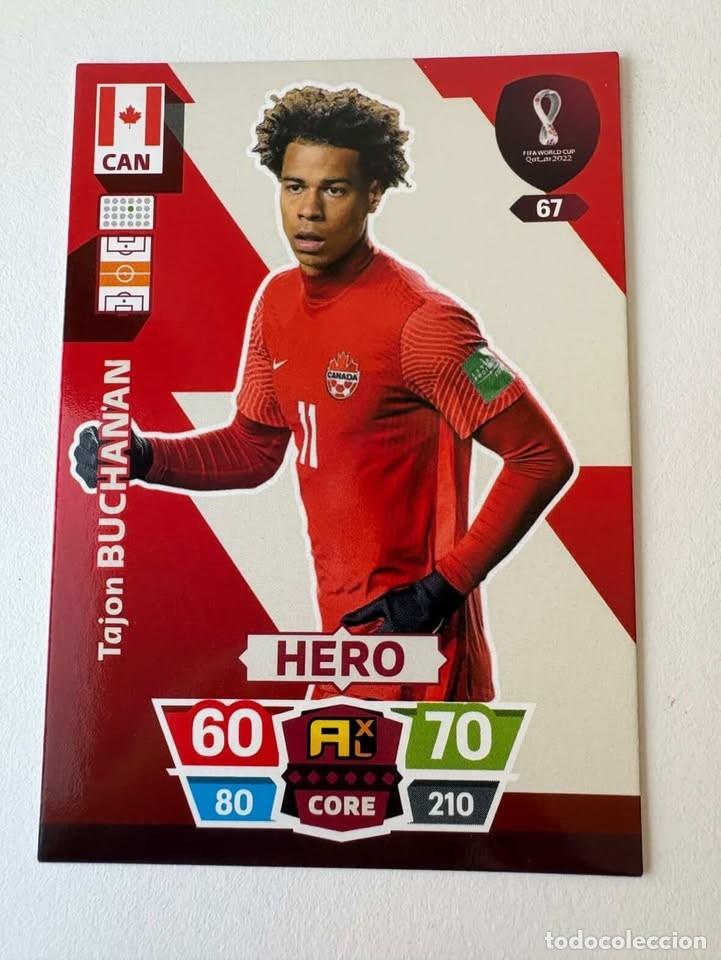 Coleccionismo deportivo: Tajon Buchanan Canad&aacute; Hero 67 Adrenalyn Mundial Qatar 2022