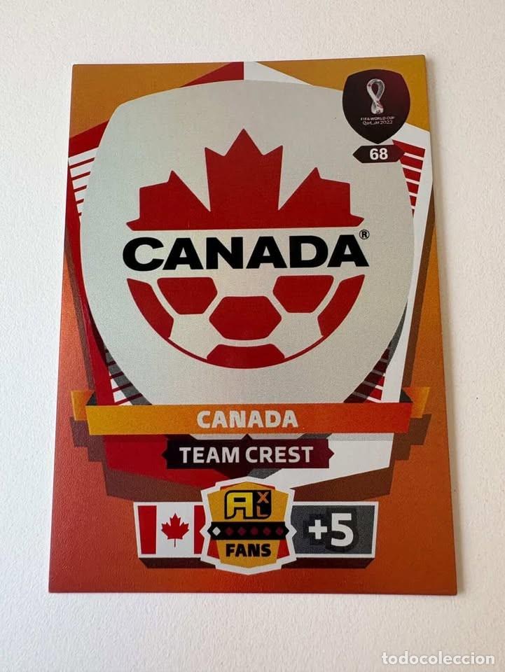 Coleccionismo deportivo: Escudo Canad&aacute; Team Crest 68 Adrenalyn Mundial Qatar 2022