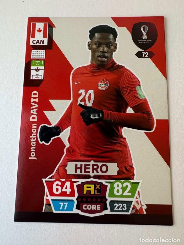 Coleccionismo deportivo: Jonathan David Eust&aacute;quio Canad&aacute; Hero 72 Adrenalyn Mundial Qatar 2022