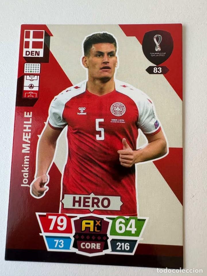 Coleccionismo deportivo: Joakim Maehle Dinamarca Hero 83 Adrenalyn Mundial Qatar 2022
