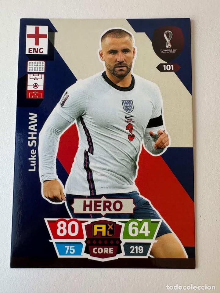 Coleccionismo deportivo: Luke Shaw Inglaterra Hero 101 Adrenalyn Mundial Qatar 2022