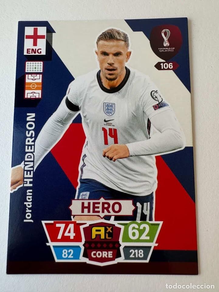 Coleccionismo deportivo: Jordan Henderson Inglaterra Hero 106 Adrenalyn Mundial Qatar 2022
