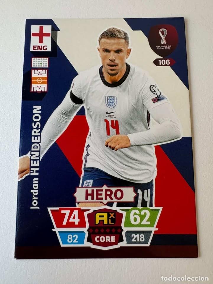 Coleccionismo deportivo: Jordan Henderson Inglaterra Hero 106 Adrenalyn Mundial Qatar 2022