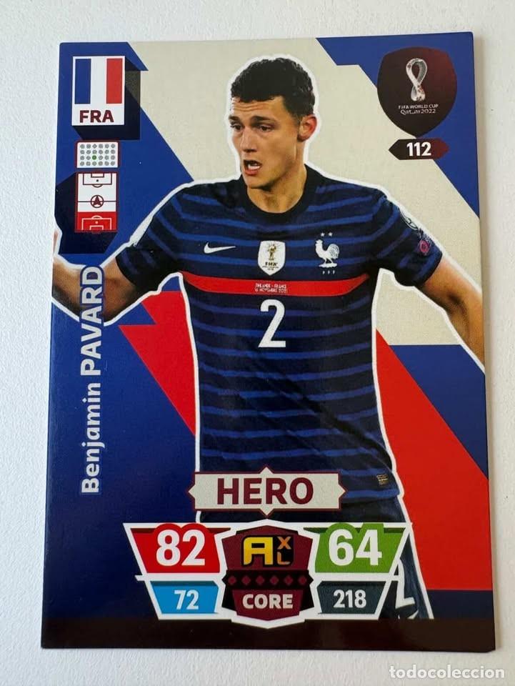 Coleccionismo deportivo: Benjamin Pavard Francia Hero 112 Adrenalyn Mundial Qatar 2022