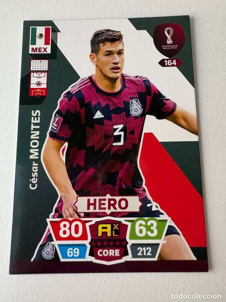 Coleccionismo deportivo: C&eacute;sar Montes M&eacute;xico Hero 164 Adrenalyn Mundial Qatar 2022