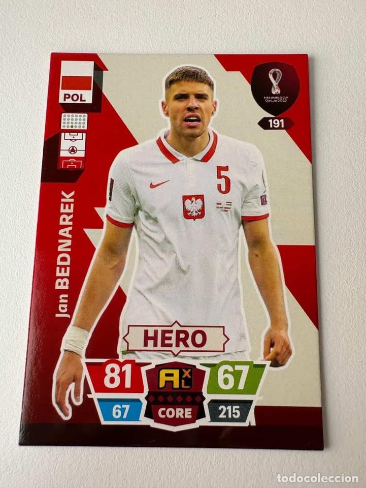 Coleccionismo deportivo: Jan Bednarek Polonia Hero 191 Adrenalyn Mundial Qatar 2022