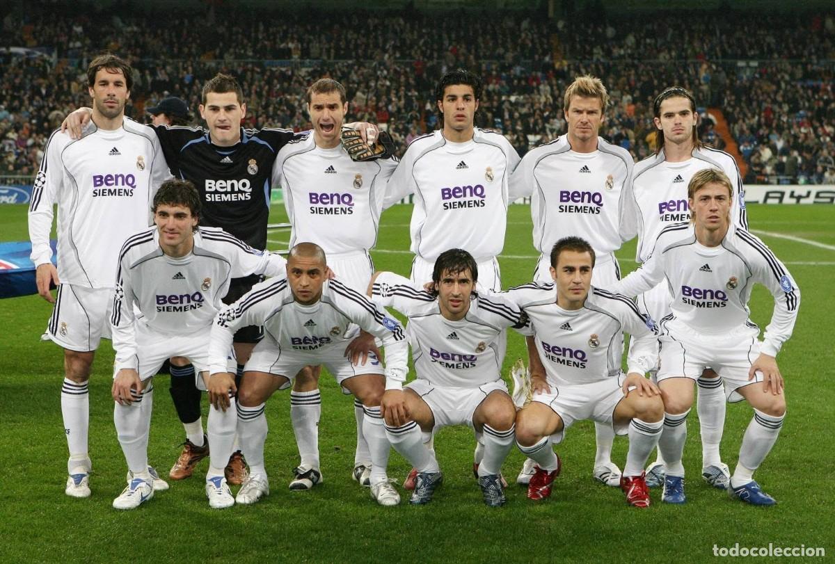 Coleccionismo deportivo: R. MADRID. ALINEACI&Oacute;N PARTIDO CHAMPIONS 2006-2007 EL BERNAB&Eacute;U VS BAYERN M. FOTO