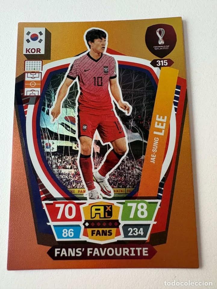 Coleccionismo deportivo: Jae-Sung Lee Korea Del Sur Fans' Favourite 315 Adrenalyn Mundial Qatar 2022