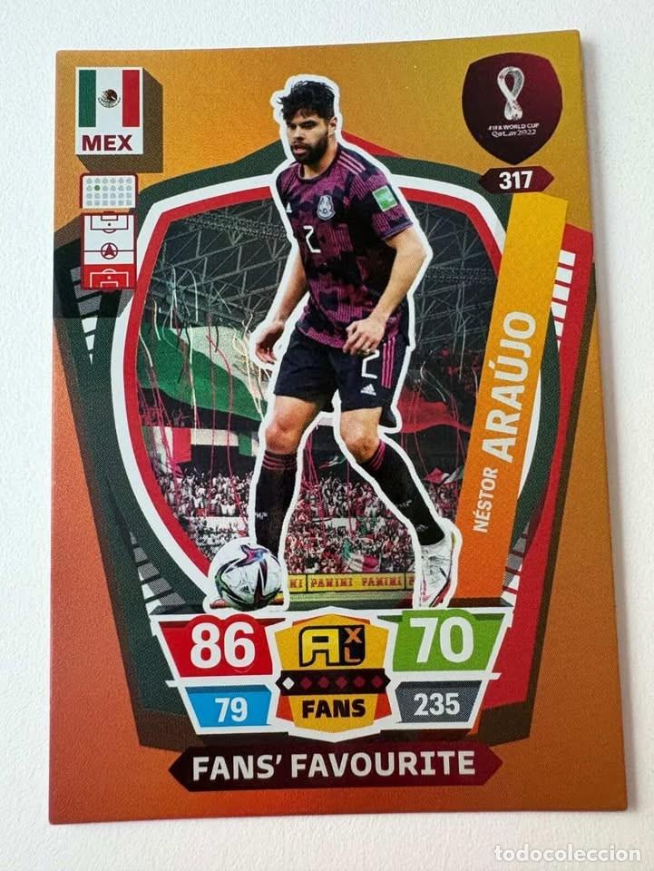 Coleccionismo deportivo: N&eacute;stor Ara&uacute;jo M&eacute;xico Fans' Favourite 317 Adrenalyn Mundial Qatar 2022