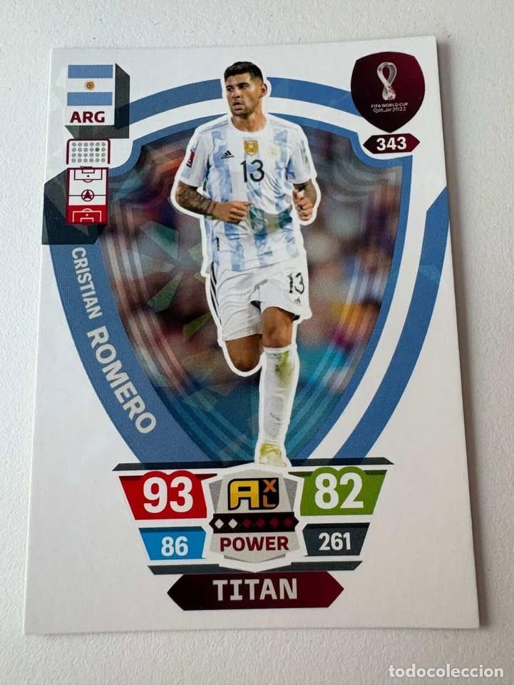 Coleccionismo deportivo: Cristian Romero Argentina Titan 343 Adrenalyn Mundial Qatar 2022