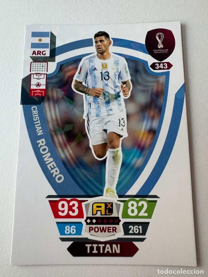 Coleccionismo deportivo: Cristian Romero Argentina Titan 343 Adrenalyn Mundial Qatar 2022
