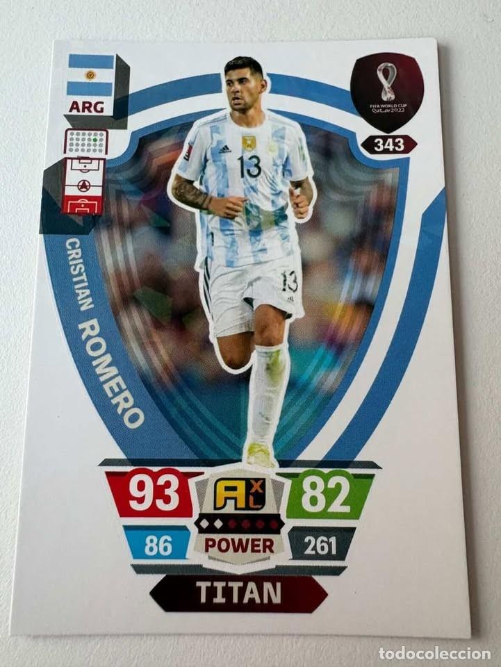 Coleccionismo deportivo: Cristian Romero Argentina Titan 343 Adrenalyn Mundial Qatar 2022