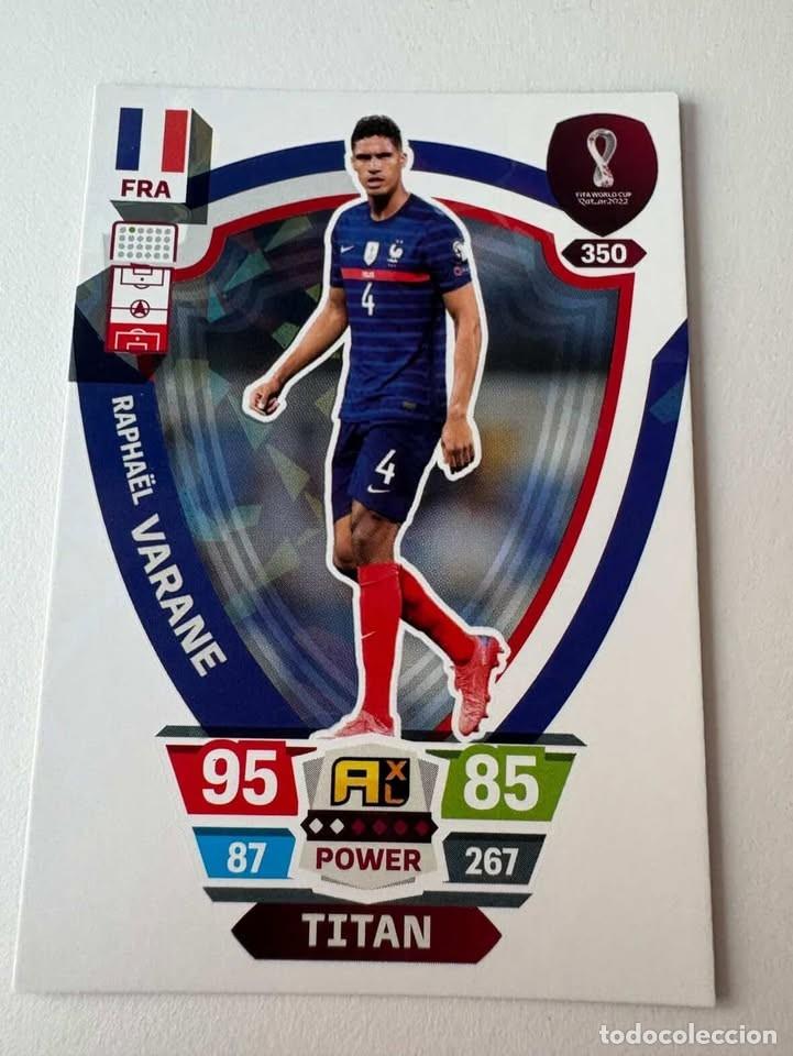 Coleccionismo deportivo: Rapha&euml;l Varane Francia Titan 350 Adrenalyn Mundial Qatar 2022