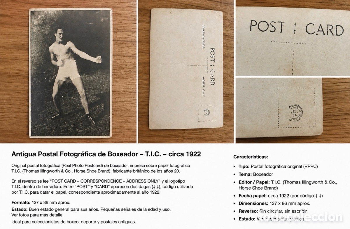 Coleccionismo deportivo: POSTAL FOTOGRAFICA BOXEADOR7LUCHADOR - T.I.C. HORSE SHOE - 1922c