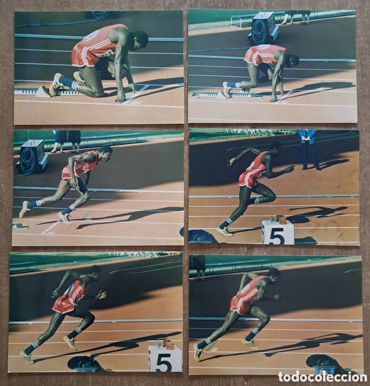Coleccionismo deportivo: JJOO Las &Aacute;ngeles 84. Lote 6 fotos originales de atleta en acci&oacute;n (fujicolor paper)
