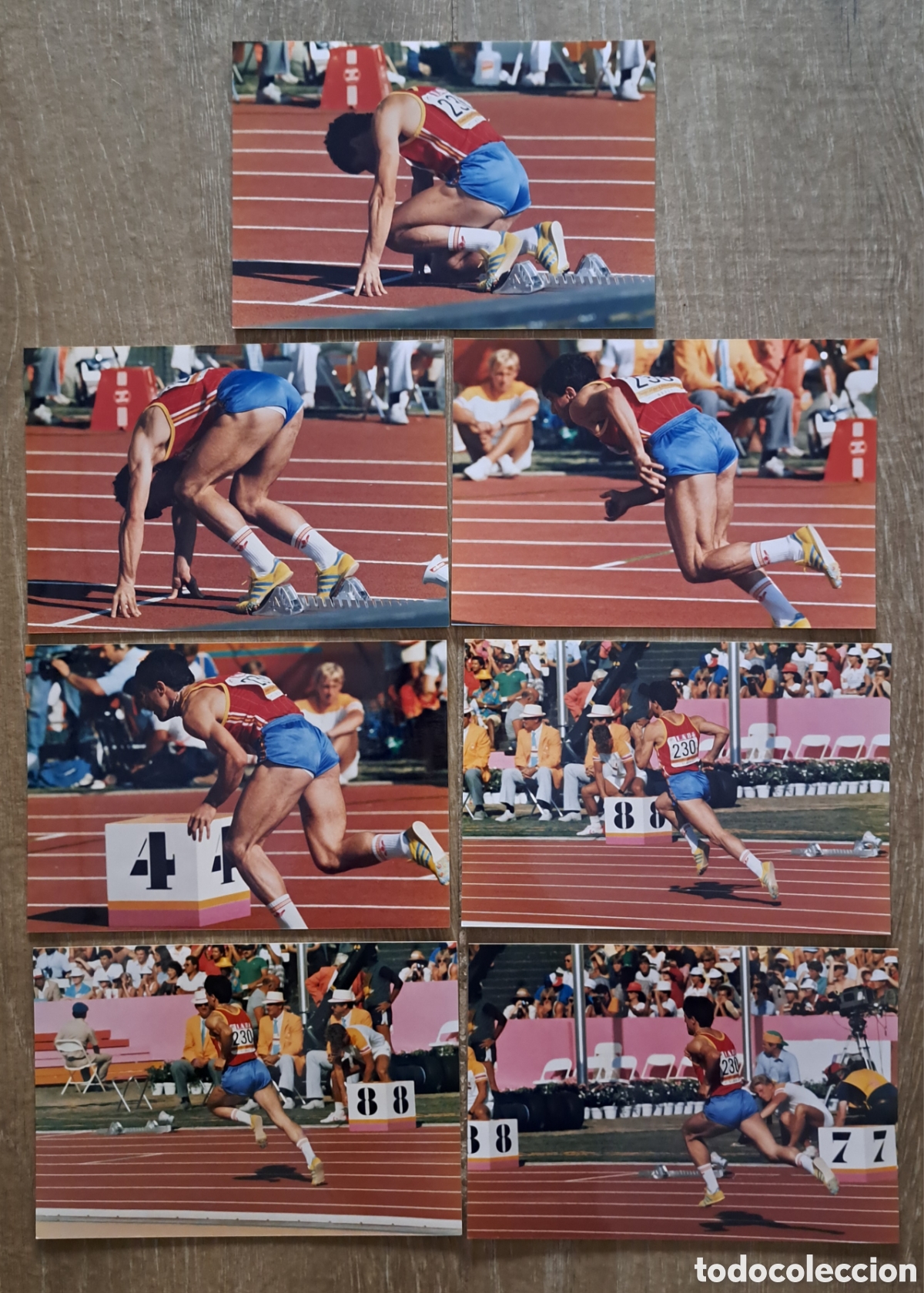 Coleccionismo deportivo: JJOO Los &Aacute;ngeles 84. Lote 7 fotos originales de atleta en acci&oacute;n (fujicolor paper)