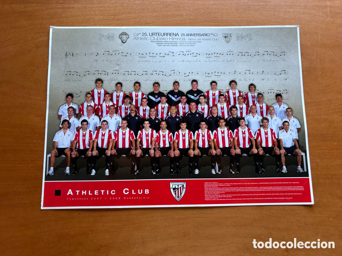 Coleccionismo deportivo: Fotograf&iacute;a Plantilla Athletic Club Bilbao 07-08 Tama&ntilde;o A4
