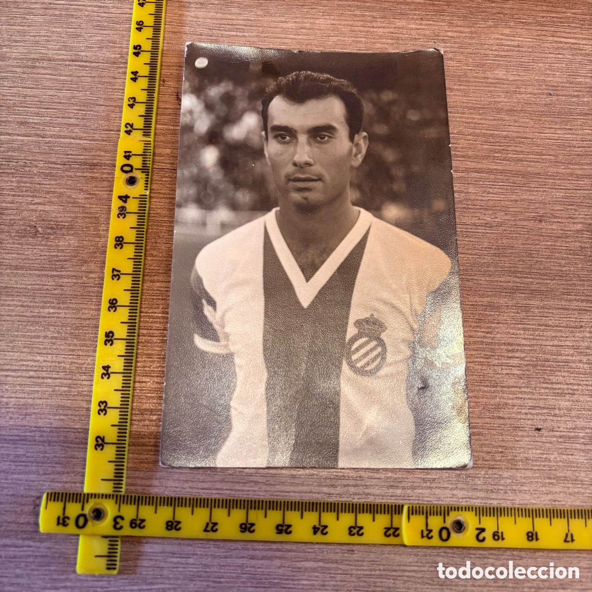 Coleccionismo deportivo: Fotograf&iacute;a foto postal R.C.D. Espa&ntilde;ol Jos&eacute; Mar&iacute;a Garc&iacute;a La Villa - guerrero 1969