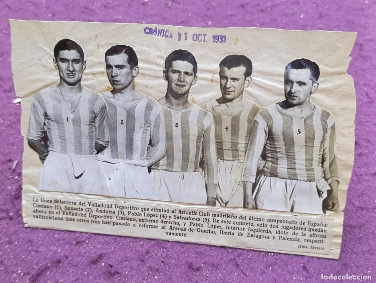 Coleccionismo deportivo: 1931, Fotomontaje Prensa Original, Valladolid, con sellos