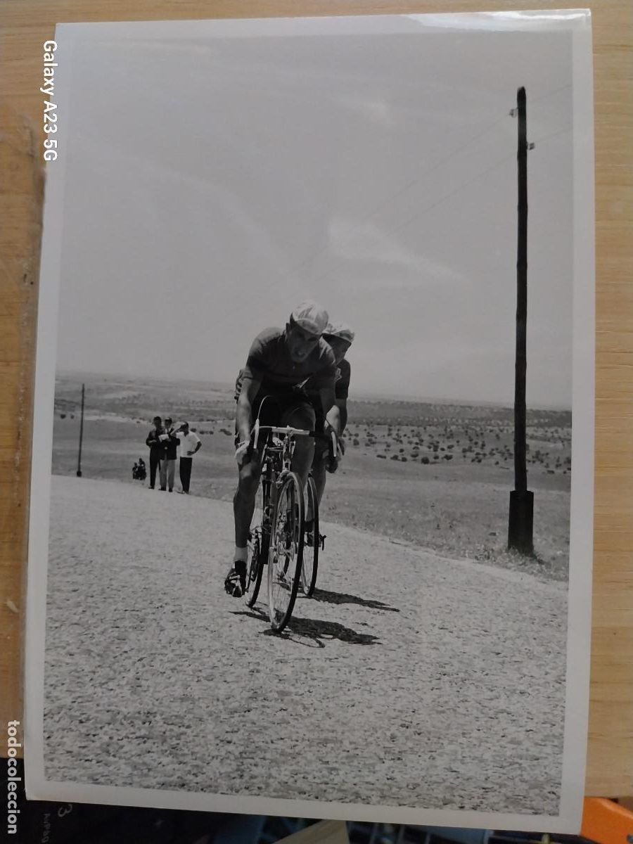 Coleccionismo deportivo: CICLISMO CARRERA A&Ntilde;OS 60 CICLISTAS POSTE LUZ **-- FOTO 16.5X11.3 CMS ORIGINAL EPOCA