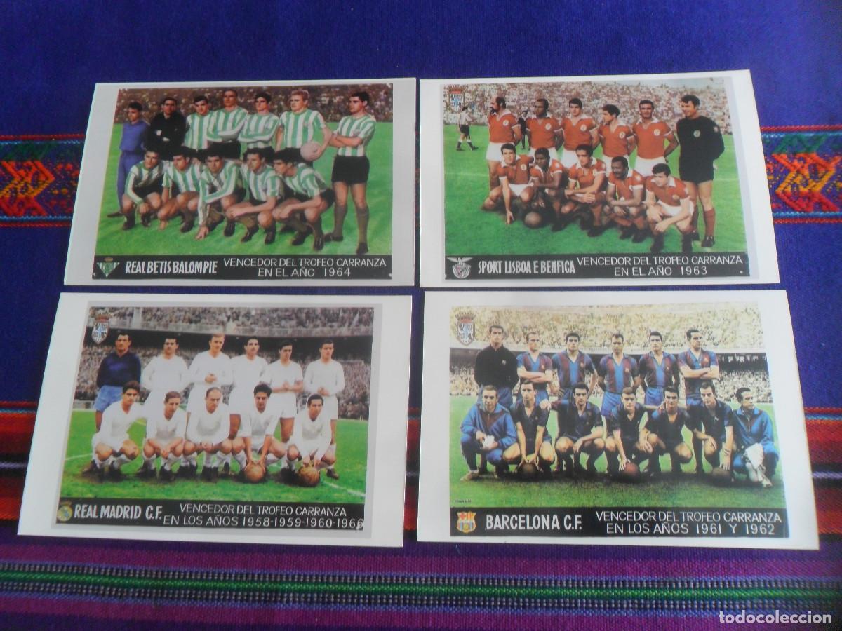 Coleccionismo deportivo: FOTO REAL MADRID CF, FC BARCELONA, REAL B&Eacute;TIS BALOMPI&Eacute; Y BENFICA LISBOA VENCEDOR TROFEO CARRANZA.
