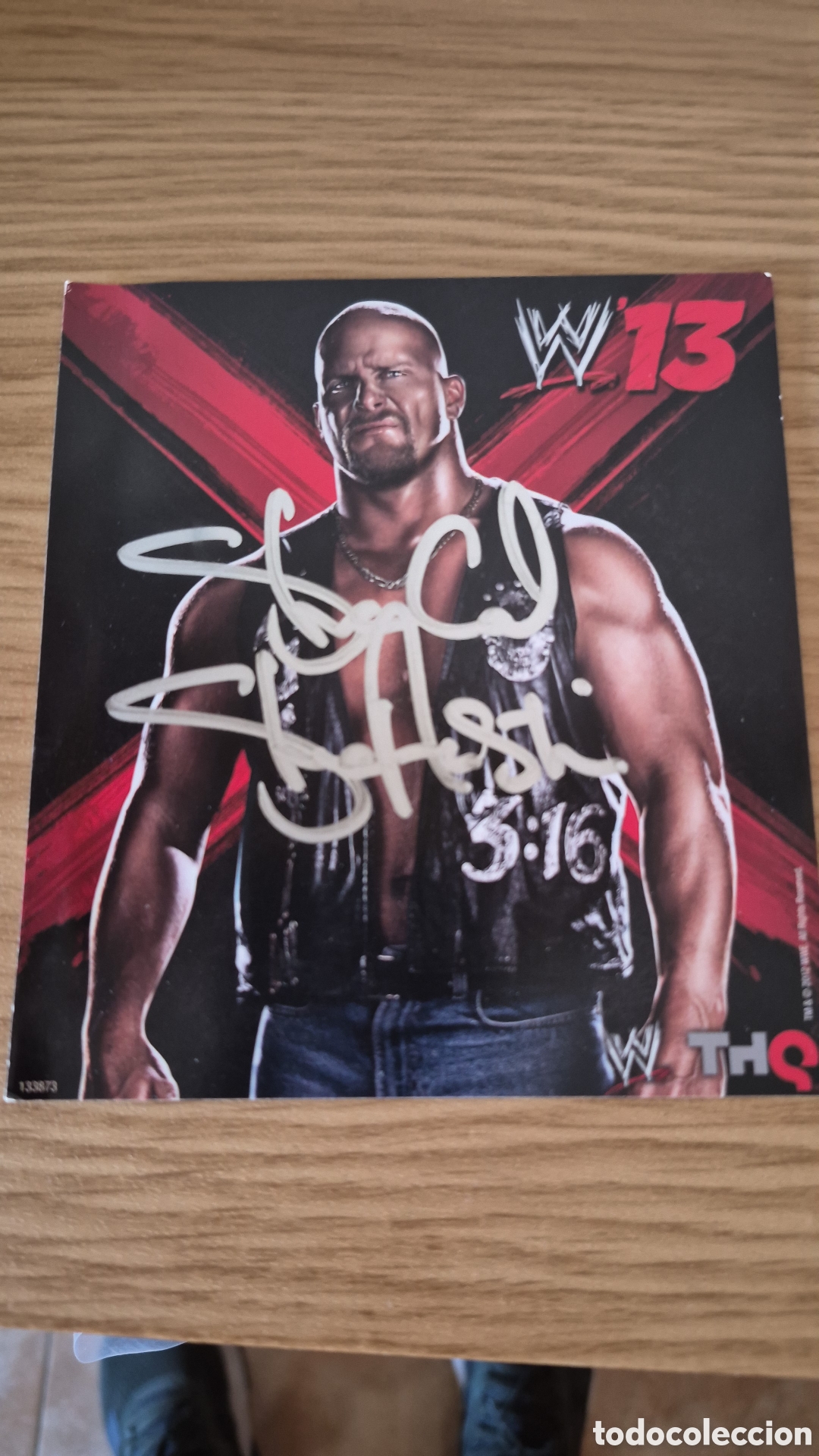 Coleccionismo deportivo: Foto firmada original w2k13 Luchador Stone Cold Steve Austin wwe wwf catch wrestler wrestling