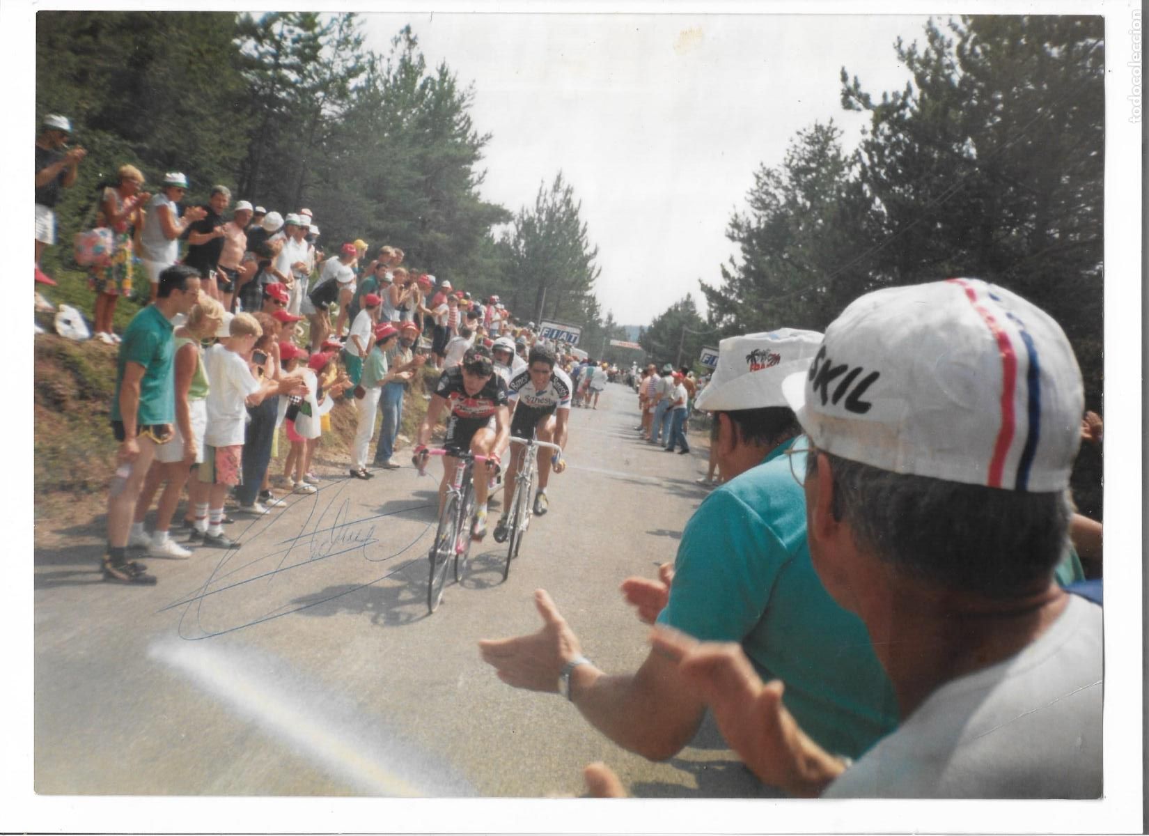 Coleccionismo deportivo: fotografia con autografo original de Miguel Indurain . Millau tour de francia - a&ntilde;o 90 . 27x20cm