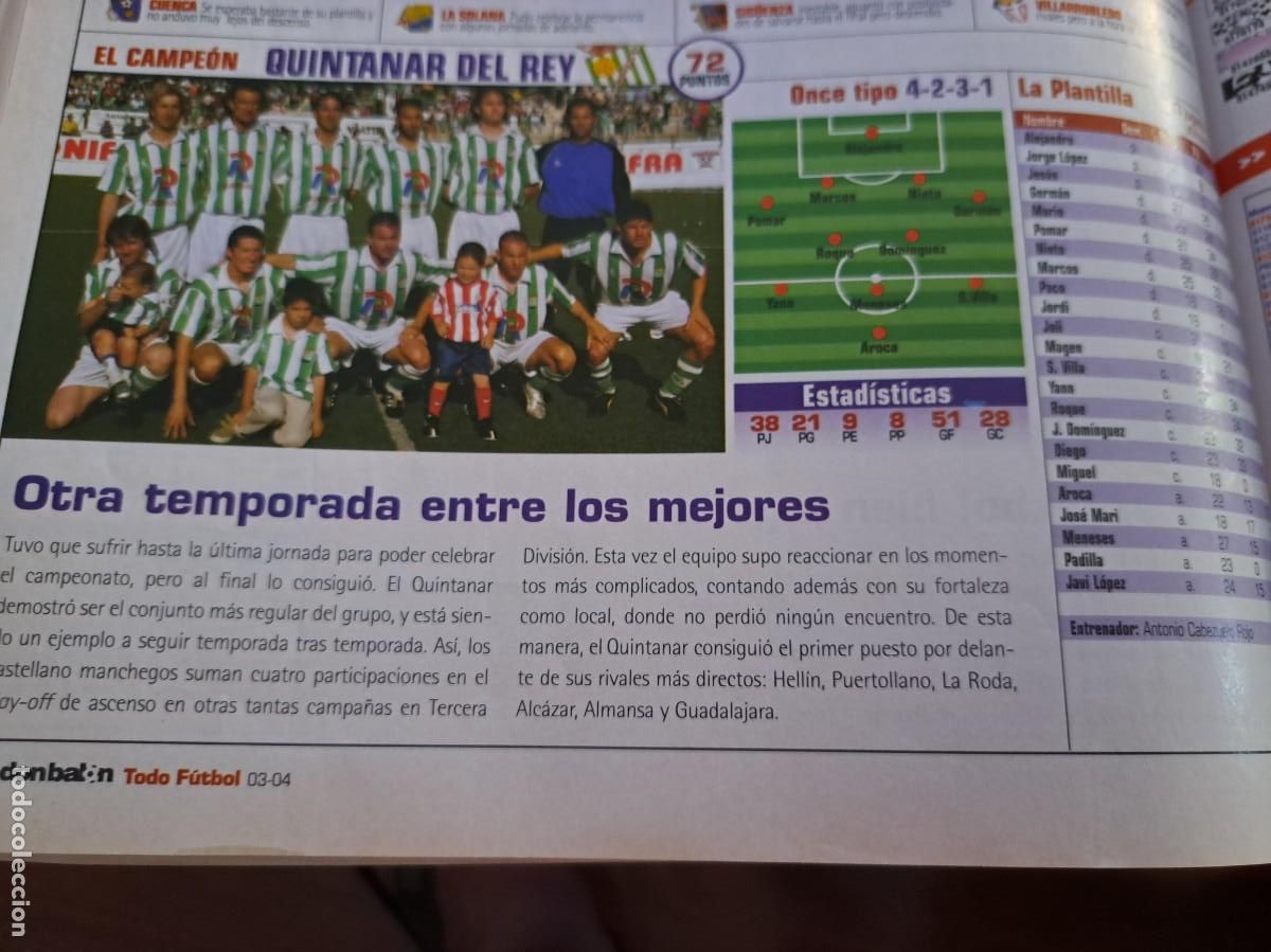 Coleccionismo deportivo: Foto recorte de Don Bal&oacute;n.2003-04. Quintanar del Rey