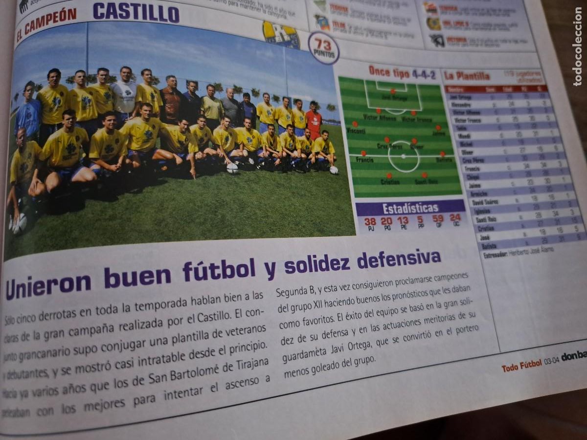 Coleccionismo deportivo: Foto recorte de Don Bal&oacute;n.2003-04. Castillo