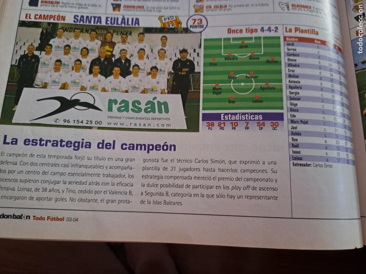 Coleccionismo deportivo: Foto recorte de Don Bal&oacute;n.2003-04. Santa Eulalia