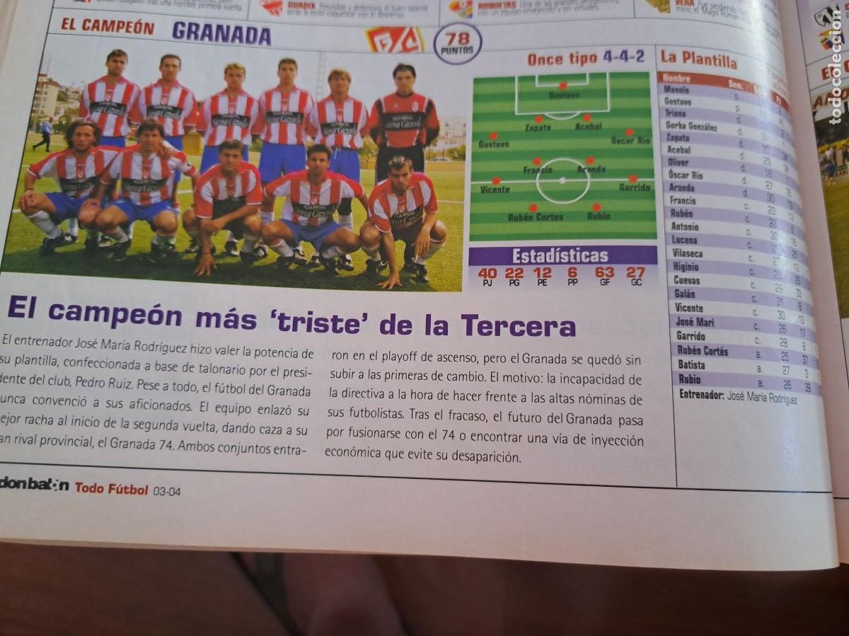 Coleccionismo deportivo: Foto recorte de Don Bal&oacute;n.2003-04. Granada CF
