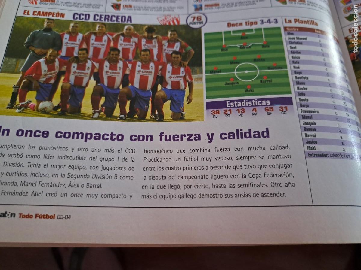Coleccionismo deportivo: Foto recorte de Don Bal&oacute;n.2003-04. CCD Cerceda
